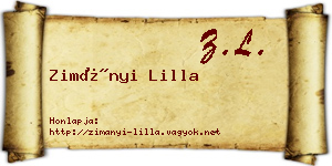Zimányi Lilla névjegykártya